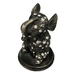 Vintage BOMBAY RHINESTONE COVERED PEWTER ELEPHANT Figure (BOTTLE‎ STOPPER) *read